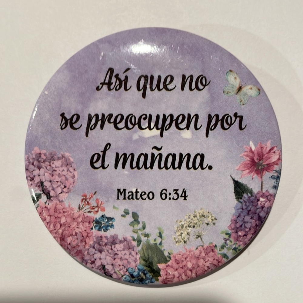Inspirational Spanish Key Holder/Bag Charm/Mirror with Floral Design NWT